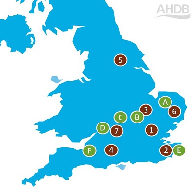 A UK map showing the location of CSFB monitoring sites in 2024